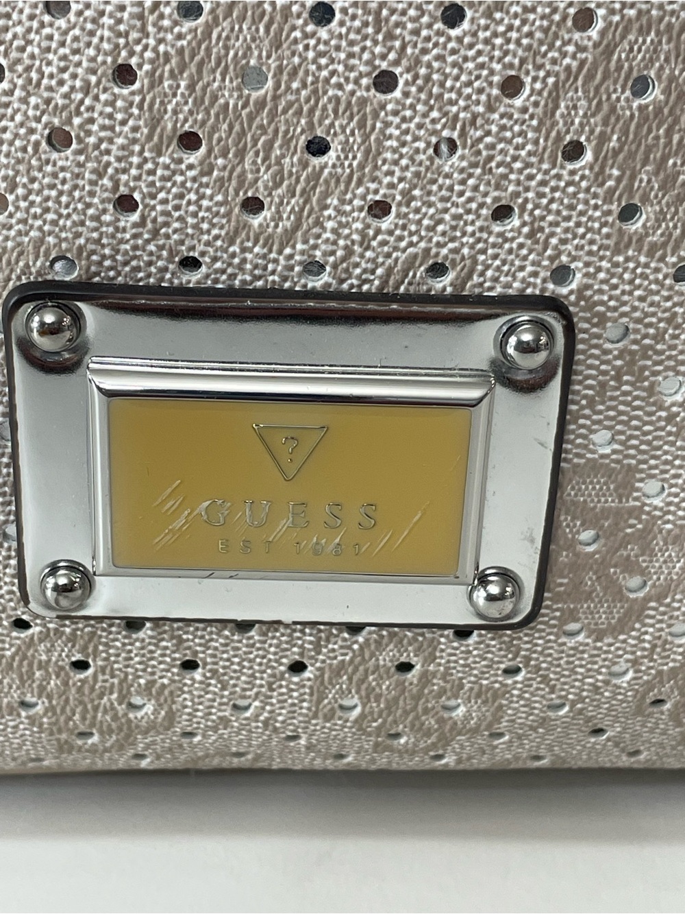 Guess Beige and Silver Tote Handbag - Designer-Inspired Women Bag - Picture 4 of 13